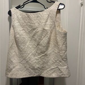 Talbots Cream Beaded Sleeveless Blouse - Size 14